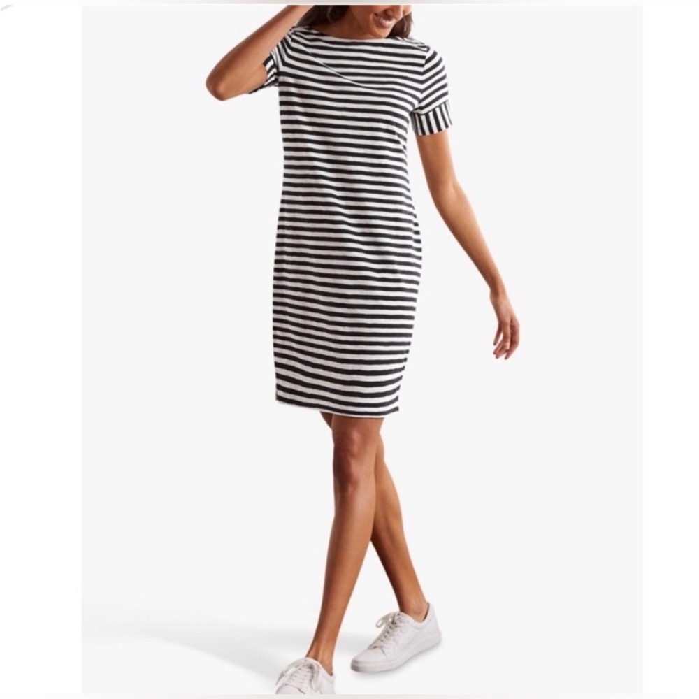 Boden Darcey Jersey Mini Cotton T-Shirt Dress Nautical Stripe Navy like new - Picture 3 of 7
